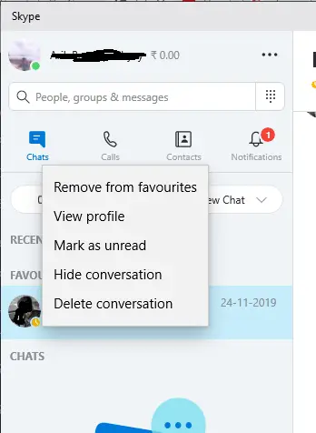 Skype messages delete