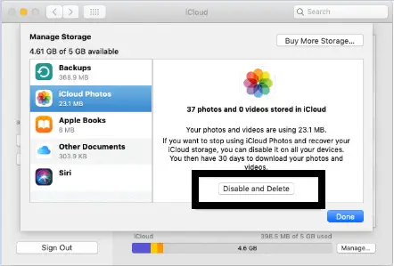 delete photos from iCloud in Macbook