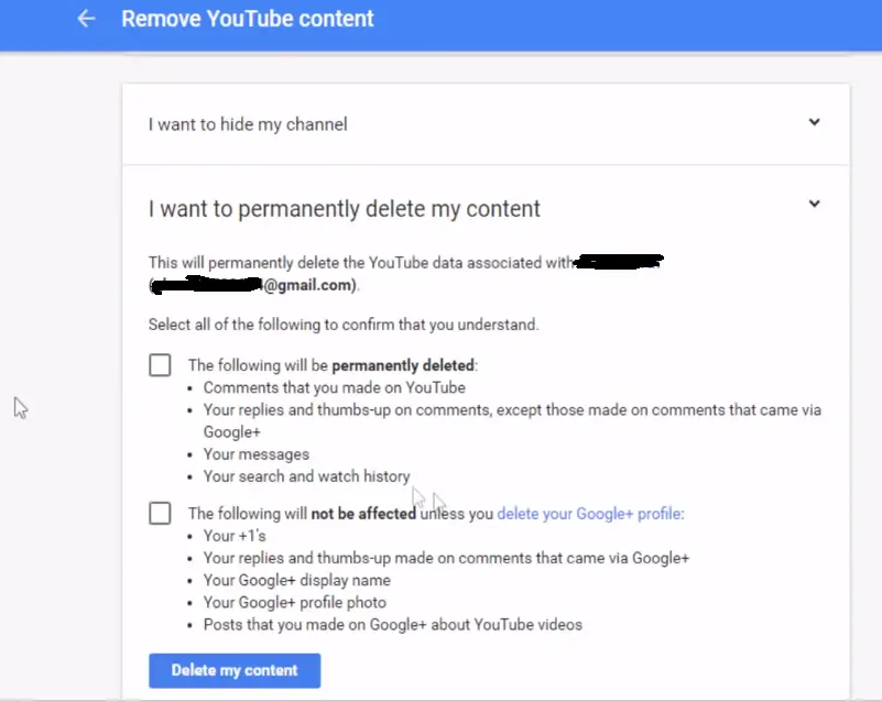 remove youtube channel