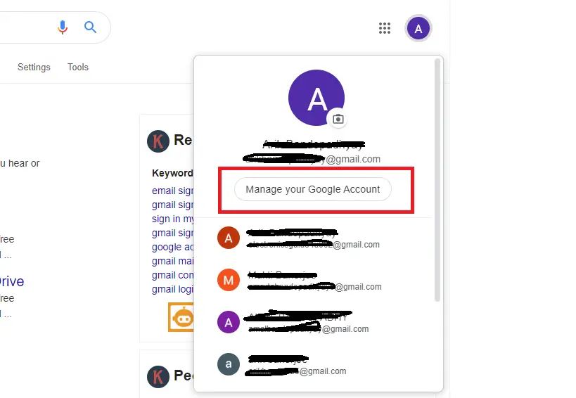 Google Account And Security Settings