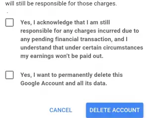 delete google account from phone