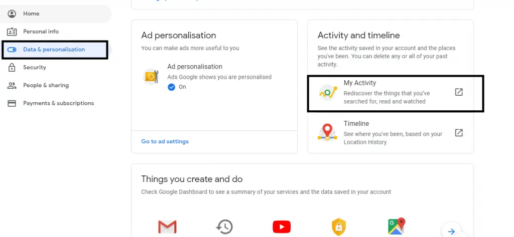 Google Account And Security Settings