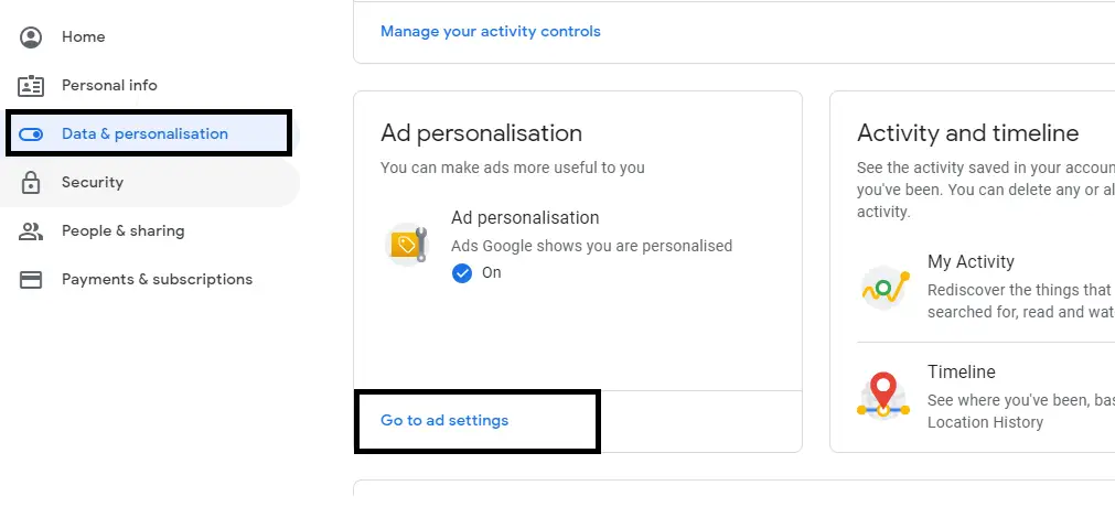 Google Account And Security Settings