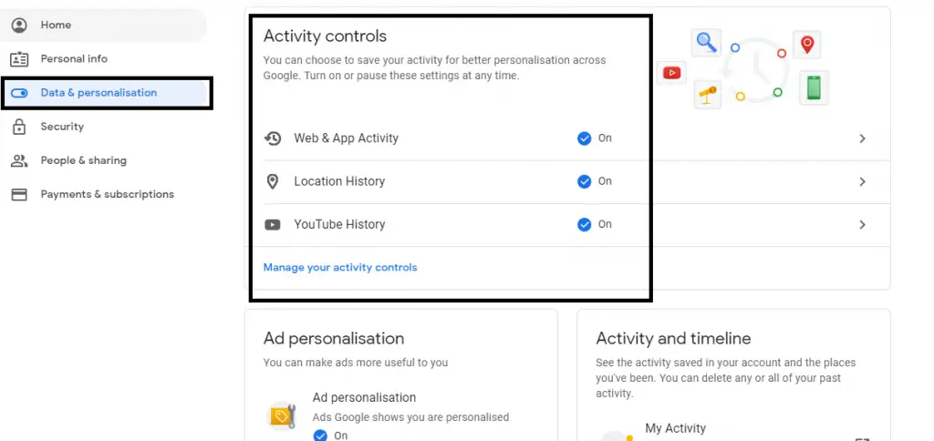 Google Account And Security Settings