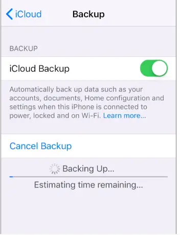 transfer data with iCloud in iPhone 