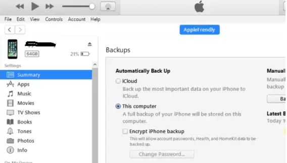 Backup iPhone To iTunes