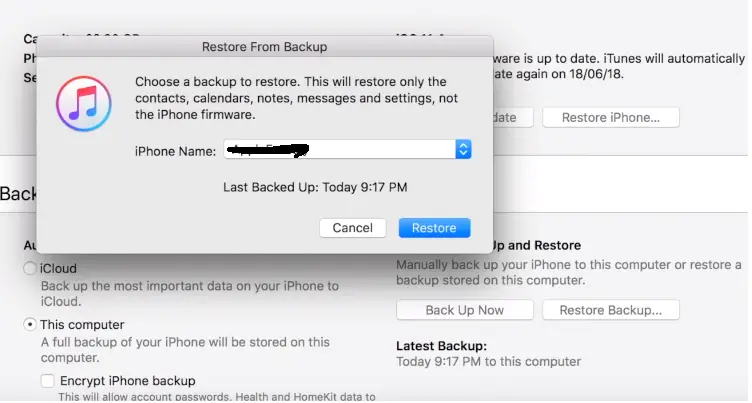 Restore iPhone Backup From iTunes