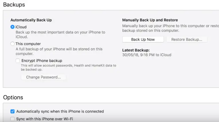 Backup iPhone To iTunes
