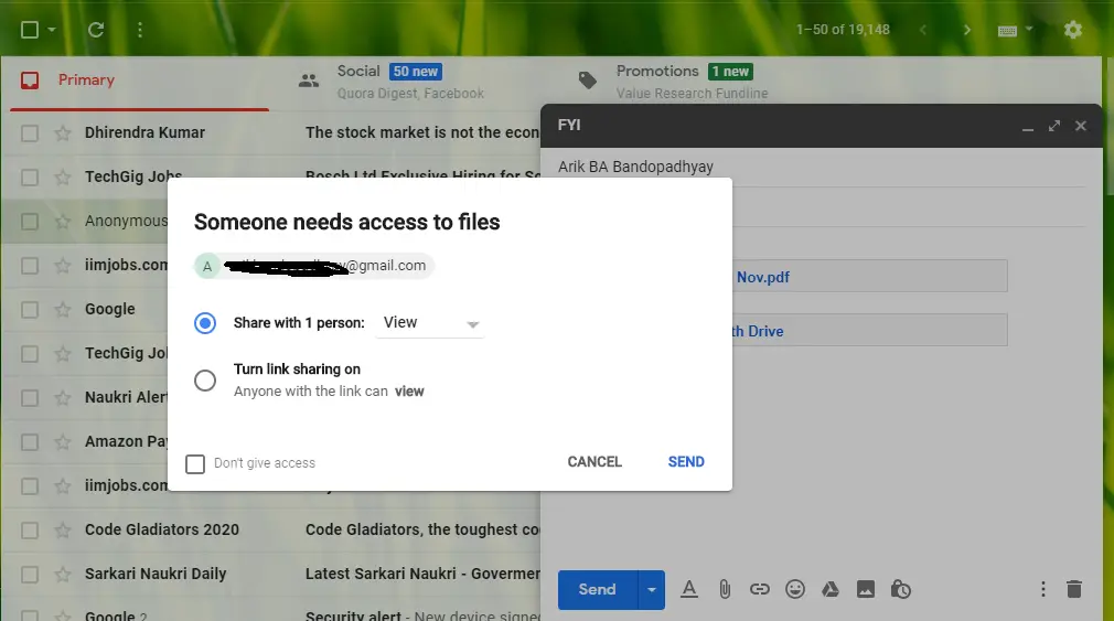 how to send larger files by email in Gmail