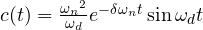 c(t) =  \frac { { { \omega }_{ n } }^{ 2 } }{ { \omega }_{ d } }{ e }^{ -\delta { \omega }_{ n }t }\sin { { \omega }_{ d }t }